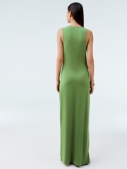 Khaki Green Twist Detailed Slinky Maxi Dress - Image 3 of 7