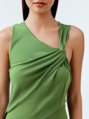 Khaki Green Twist Detailed Slinky Maxi Dress - Image 4 of 7