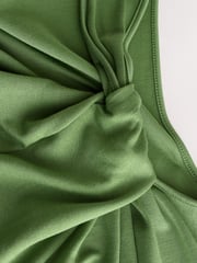 Khaki Green Twist Detailed Slinky Maxi Dress - Image 6 of 7