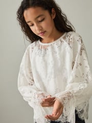 Reiss Ivory Emilia 4-9 yrs Lace Long-Sleeve Top - Image 3 of 4