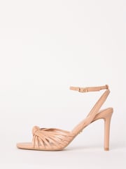 Lipsy Nude Wide Fit High Heel Knot Multi Strap Faux Leather Sandals - Image 5 of 5
