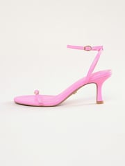 Lipsy Pink Yellow Kitten Heel Buckle Strap Faux Leather Sandals - Image 5 of 5