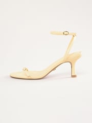 Lipsy Lemon Yellow Kitten Heel Buckle Strap Faux Leather Sandals - Image 5 of 5