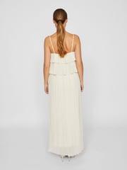 VILA Cream Chiffon Ruffle Pleated Maxi Occasion Dress - Image 3 of 6