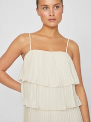 VILA Cream Chiffon Ruffle Pleated Maxi Occasion Dress - Image 5 of 6