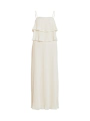 VILA Cream Chiffon Ruffle Pleated Maxi Occasion Dress - Image 6 of 6