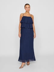 VILA Blue Chiffon Ruffle Pleated Maxi Occasion Dress - Image 1 of 6