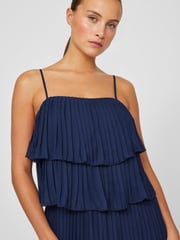 VILA Blue Chiffon Ruffle Pleated Maxi Occasion Dress - Image 3 of 6