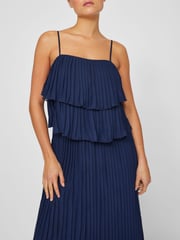 VILA Blue Chiffon Ruffle Pleated Maxi Occasion Dress - Image 4 of 6