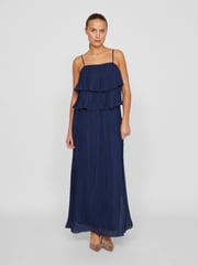 VILA Blue Chiffon Ruffle Pleated Maxi Occasion Dress - Image 5 of 6