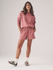 The Set Dusty Pink 2 Piece Dropped Shoulder Relax Sweatshirt & Short Set - Image 1 of 11