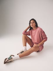 The Set Dusty Pink 2 Piece Dropped Shoulder Relax Sweatshirt & Short Set - Image 6 of 11