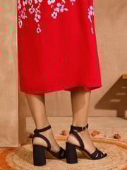 Love & Roses Black Flared Block Heel Faux Suede Sandals - Image 4 of 5
