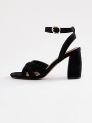 Love & Roses Black Flared Block Heel Faux Suede Sandals - Image 5 of 5