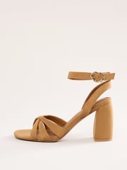 Love & Roses Brown Flared Block Heel Faux Suede Sandals - Image 5 of 5