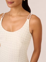 Adrianna Papell White Tweed Pearl Short Dress - Image 4 of 6