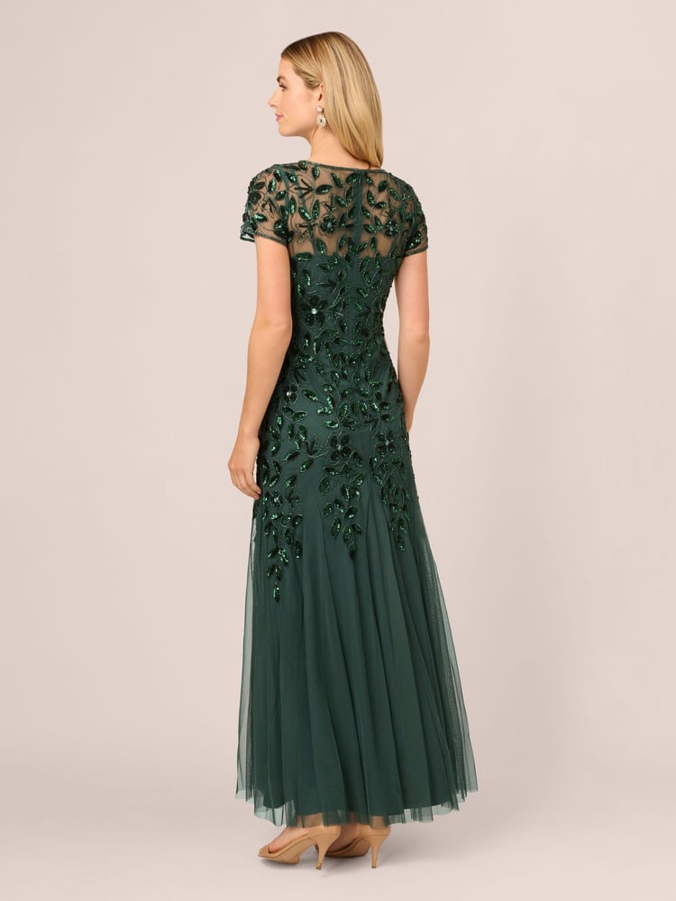 Adrianna Papell Bead Long Dress With Godets - Image 2 of 7