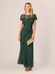 Adrianna Papell Bead Long Dress With Godets - Image 3 of 7
