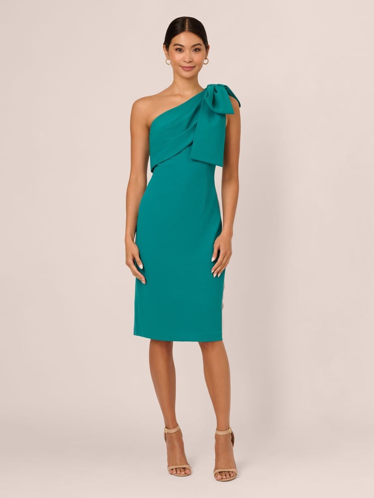 Adrianna Papell Blue Bow Stretch Crepe Dress - Image 1 of 7