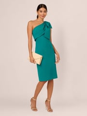 Adrianna Papell Blue Bow Stretch Crepe Dress - Image 3 of 7