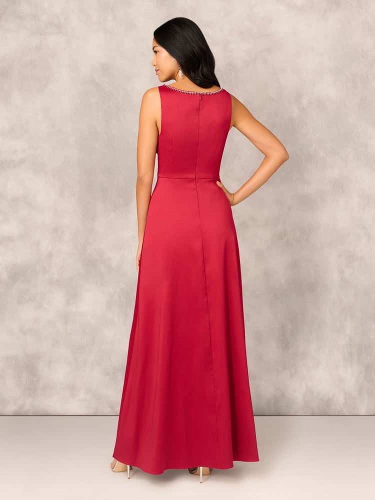 Adrianna Papell Red Aidan Mattox Stretch Mikado A-Line Gown - Image 2 of 7