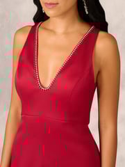 Adrianna Papell Red Aidan Mattox Stretch Mikado A-Line Gown - Image 4 of 7