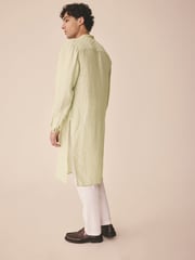 Green Printed Long Sleeve Kurta - Image 3 of 9