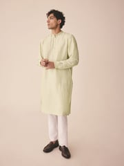 Green Printed Long Sleeve Kurta - Image 4 of 9