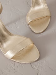 Gold Signature Premium Leather High Round Toe Simple Sandals - Image 7 of 9
