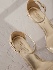 Gold Signature Premium Leather High Round Toe Simple Sandals - Image 8 of 9