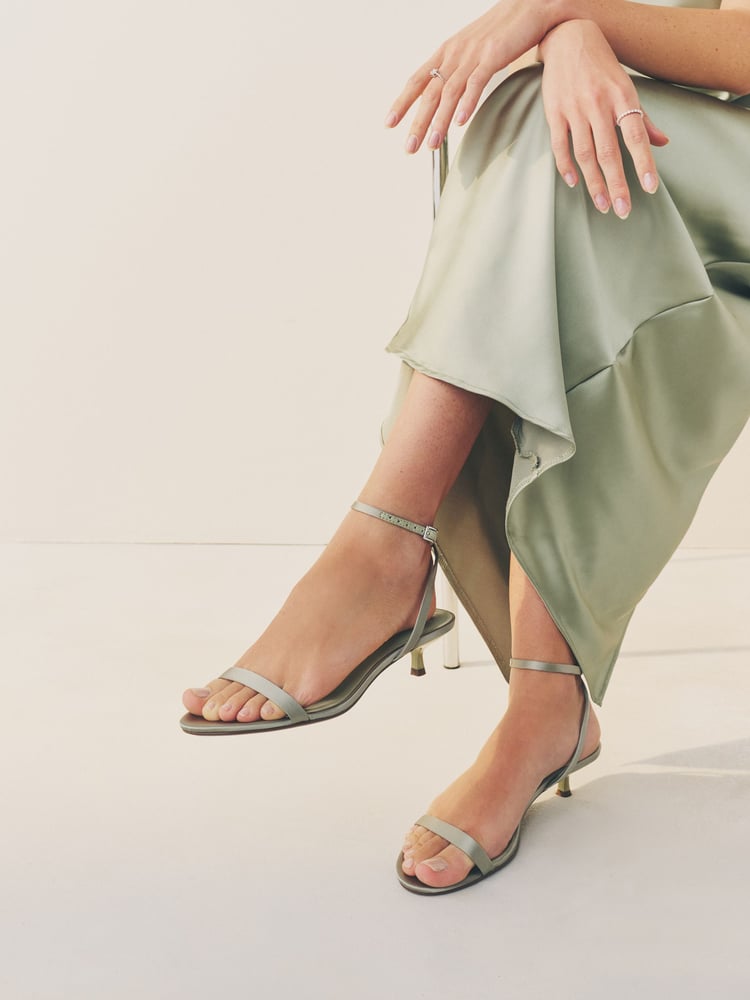 Sage Green Forever Comfort® Bridesmaid Round Toe Low Heel Simple Sandals - Image 1 of 10