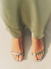 Sage Green Forever Comfort® Bridesmaid Round Toe Low Heel Simple Sandals - Image 2 of 10