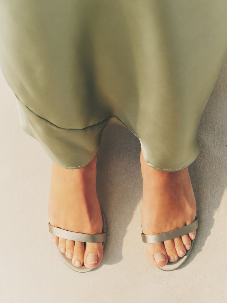 Sage Green Forever Comfort® Bridesmaid Round Toe Low Heel Simple Sandals - Image 2 of 10