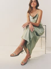 Sage Green Forever Comfort® Bridesmaid Round Toe Low Heel Simple Sandals - Image 5 of 10