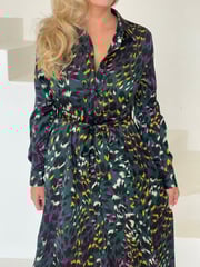 Girl In Mind Green Animal Brielle Shirt Maxi Dress - Image 3 of 3