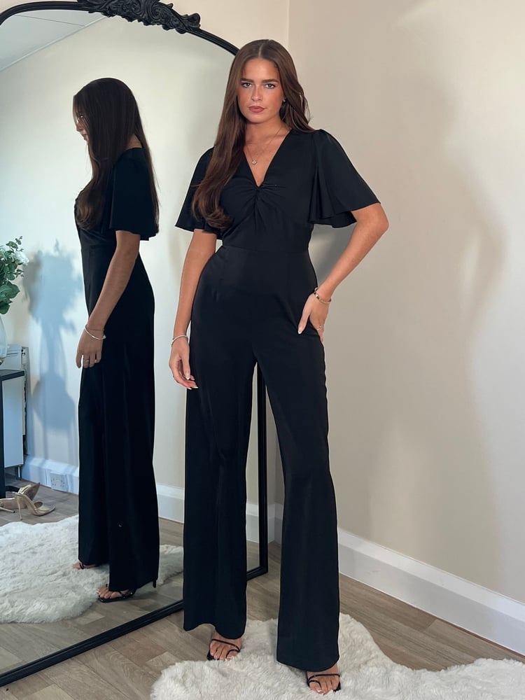Girl In Mind Black Zanda Twist Front Jumpsuit - Image 1 of 6
