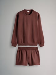 The Set Brown Red 2 Piece Dropped Shoulder Relax Sweatshirt & Short Set - Image 1 of 5