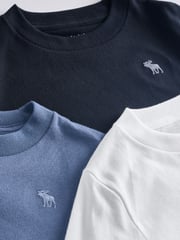 Abercrombie & Fitch Blue Essential Icon Logo Long Sleeves T-Shirt 3 Pack - Image 6 of 6
