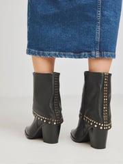 Simply Be Black Western Cuff Studded Ankle Boots In Wide Fit - Image 2 of 4