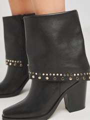 Simply Be Black Western Cuff Studded Ankle Boots In Wide Fit - Image 4 of 4