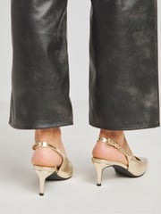 Simply Be Gold Slingback Court Shoes In Wide Fit - Image 2 of 4