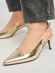 Simply Be Gold Slingback Court Shoes In Wide Fit - Image 4 of 4