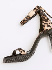 River Island Beige Wide Fit Leopard Heeled Sandals - Image 3 of 4