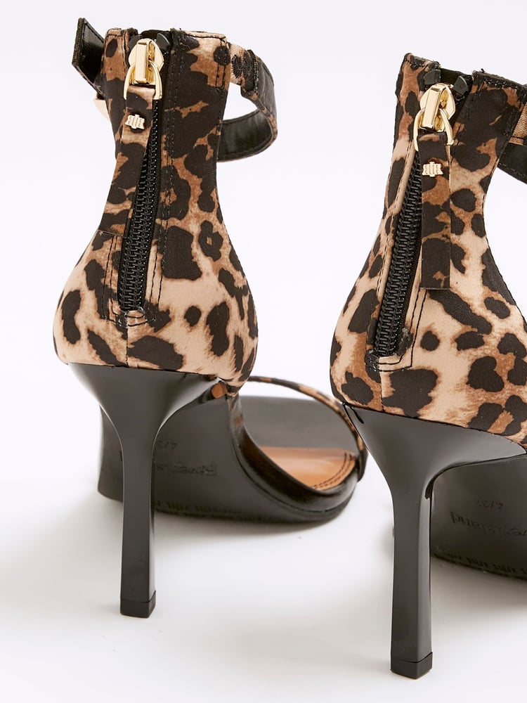River Island Beige Wide Fit Leopard Heeled Sandals - Image 4 of 4 River Island Beige Wide Fit Leopard Heeled Sandals - Image 4 of 4