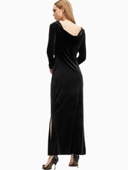 AllSaints Black Amoret Velvet Dress - Image 2 of 5