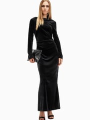 AllSaints Black Amoret Velvet Dress - Image 3 of 5