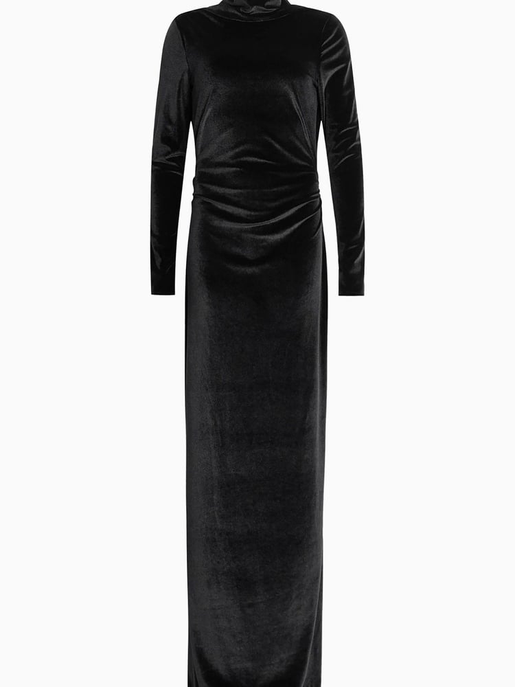 AllSaints Black Amoret Velvet Dress - Image 5 of 5