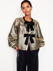 Boden Gold Jacquard Bow Detail Jacket - Image 4 of 5