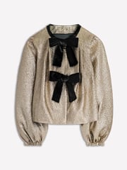 Boden Gold Jacquard Bow Detail Jacket - Image 5 of 5