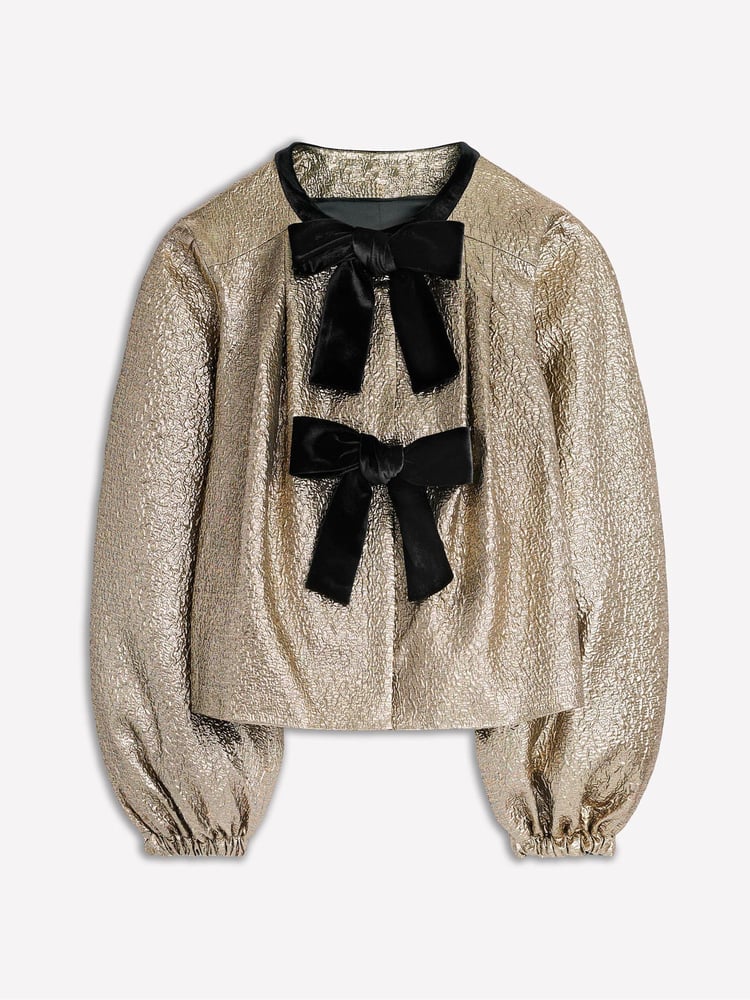 Boden Gold Jacquard Bow Detail Jacket - Image 5 of 5